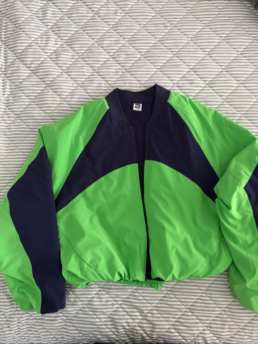 Zumba Fitness Green & Navy Colorblock Bomber Jacket